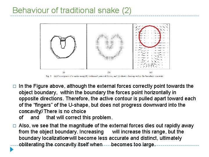 Behaviour of traditional snake (2) � In the Figure above, although the external forces