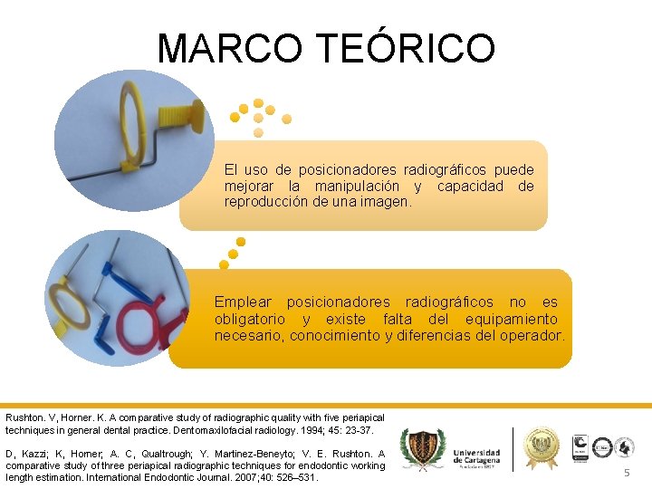 MARCO TEÓRICO El uso de posicionadores radiográficos puede mejorar la manipulación y capacidad de