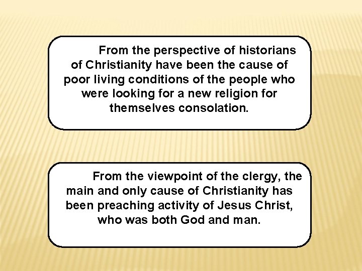 From the perspective of historians of Christianity have been the cause of poor living