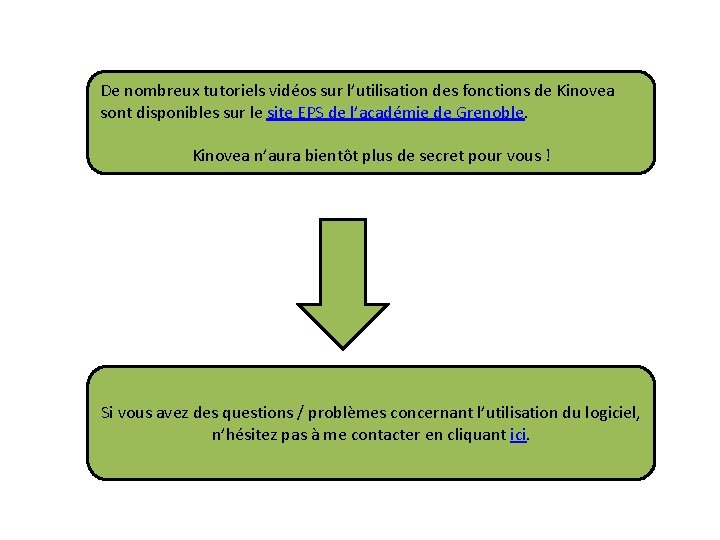 De nombreux tutoriels vidéos sur l’utilisation des fonctions de Kinovea sont disponibles sur le