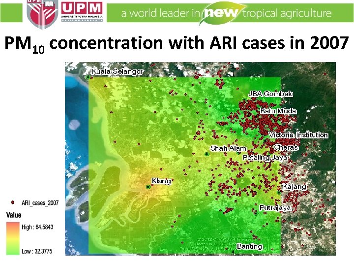 PM 10 concentration with ARI cases in 2007 