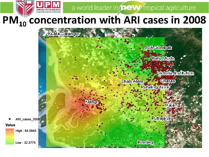 PM 10 concentration with ARI cases in 2008 