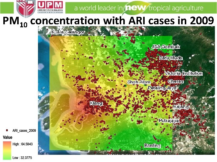 PM 10 concentration with ARI cases in 2009 