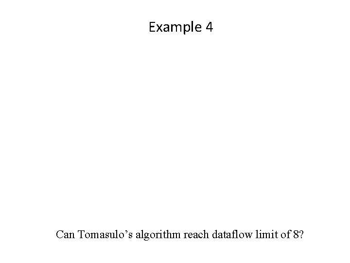 Example 4 Can Tomasulo’s algorithm reach dataflow limit of 8? 