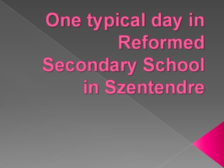 One typical day in Reformed Secondary School in Szentendre 