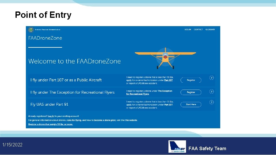 Point of Entry 1/15/2022 FAA Safety Team 