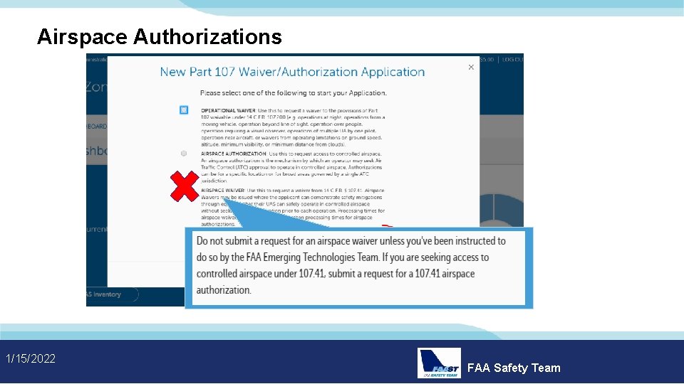 Airspace Authorizations 1/15/2022 FAA Safety Team 