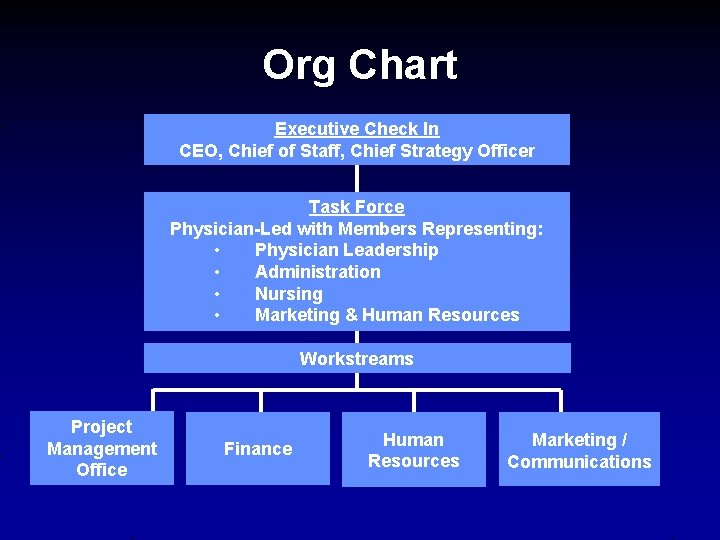 Org Chart Executive Check In CEO, Chief of Staff, Chief Strategy Officer Task Force