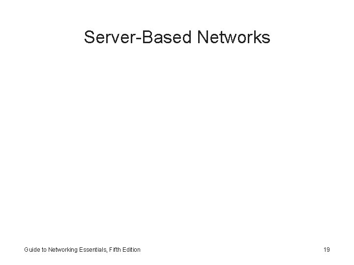 Server-Based Networks Guide to Networking Essentials, Fifth Edition 19 