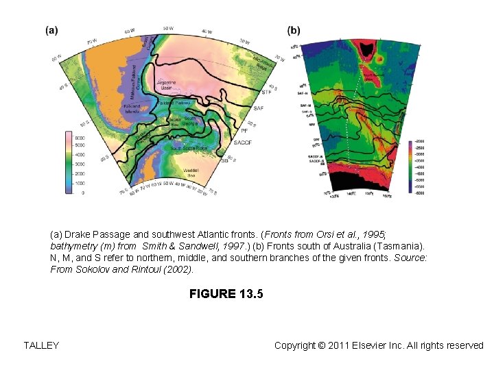 (a) Drake Passage and southwest Atlantic fronts. (Fronts from Orsi et al. , 1995;