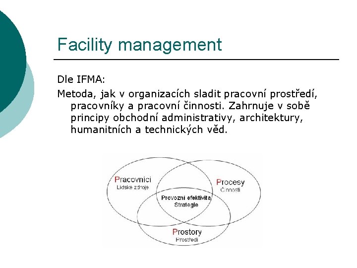 Facility management Dle IFMA: Metoda, jak v organizacích sladit pracovní prostředí, pracovníky a pracovní