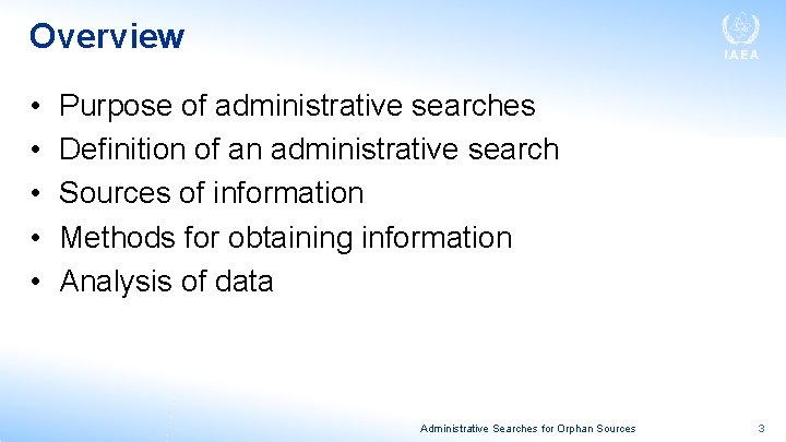 Overview • • • Purpose of administrative searches Definition of an administrative search Sources