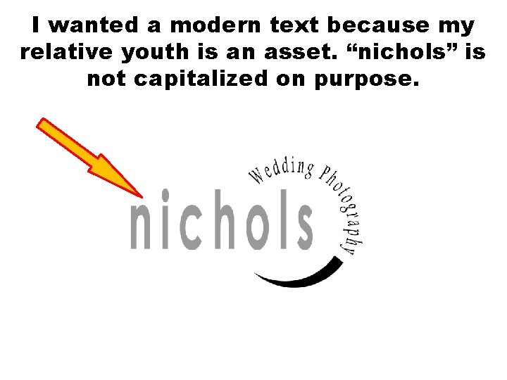 I wanted a modern text because my relative youth is an asset. “nichols” is