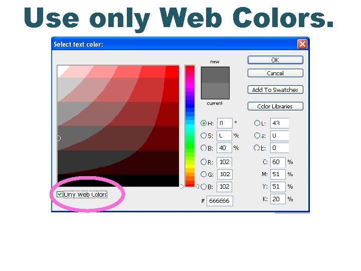 Use only Web Colors. 