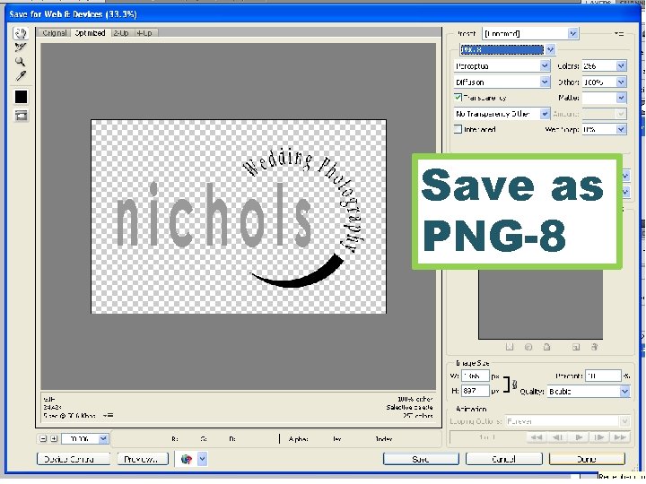 Save as PNG-8 