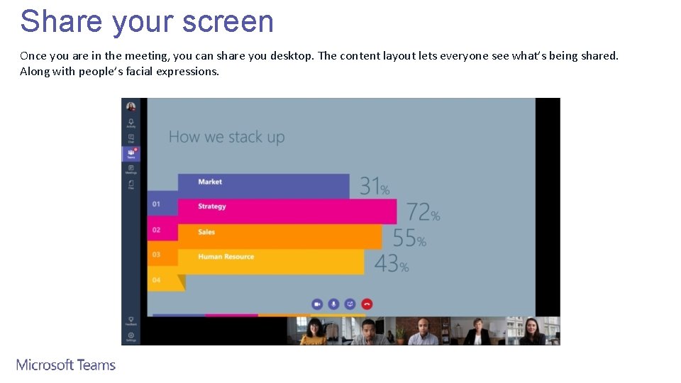 Share your screen Once you are in the meeting, you can share you desktop.