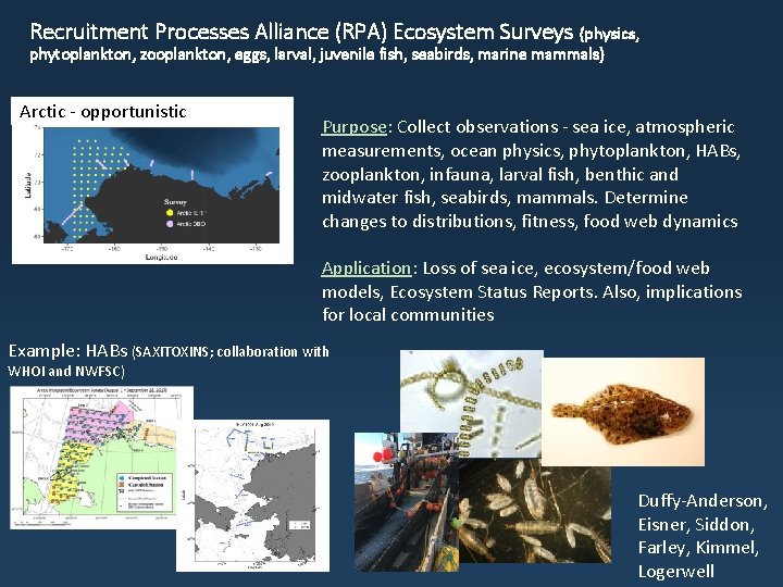 Recruitment Processes Alliance (RPA) Ecosystem Surveys (physics, phytoplankton, zooplankton, eggs, larval, juvenile fish, seabirds, Recruitment Processes Alliance (RPA) Ecosystem Surveys (physics, phytoplankton, zooplankton, eggs, larval, juvenile fish, seabirds,