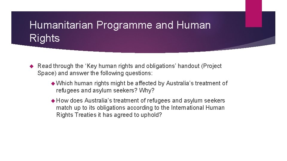 Humanitarian Programme and Human Rights Read through the ‘Key human rights and obligations’ handout