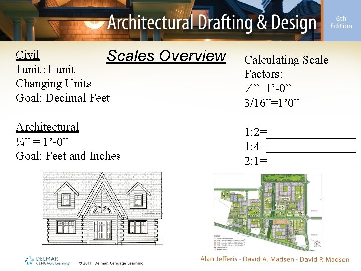 Civil Scales 1 unit : 1 unit Changing Units Goal: Decimal Feet Architectural ¼”
