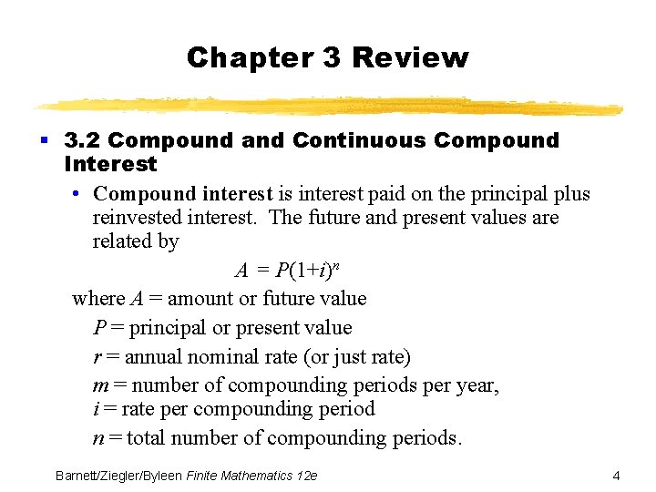 Chapter 3 Mathematics of Finance Section R Review