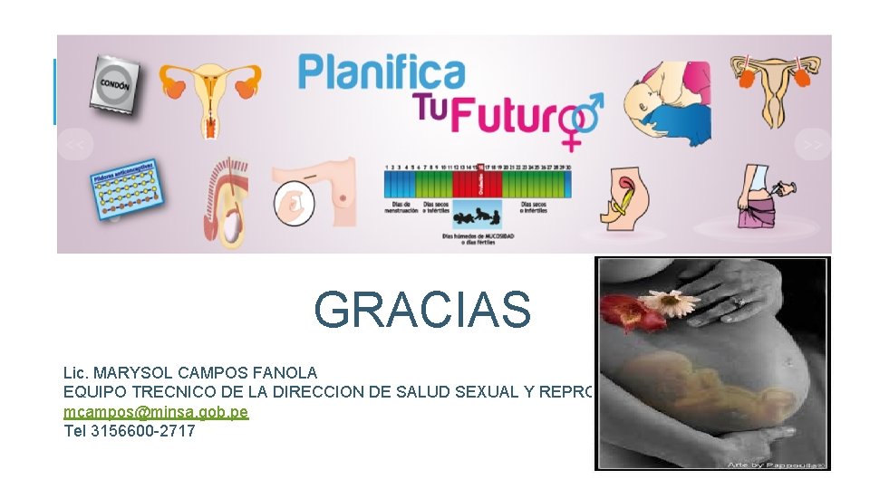 GRACIAS Lic. MARYSOL CAMPOS FANOLA EQUIPO TRECNICO DE LA DIRECCION DE SALUD SEXUAL Y