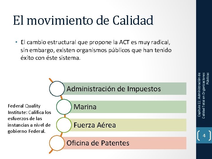 El movimiento de Calidad Administración de Impuestos Federal Quality Institute: Califica los esfuerzos de