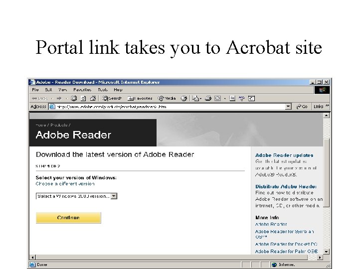 Portal link takes you to Acrobat site 