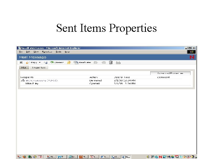Sent Items Properties 