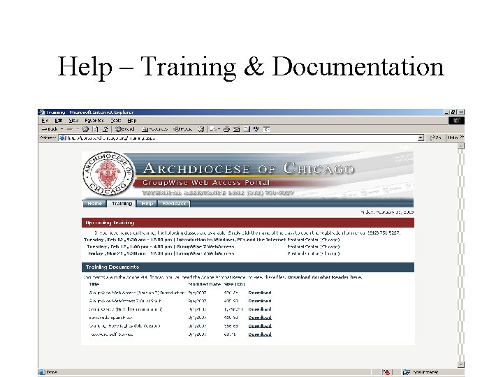 Help – Training & Documentation 