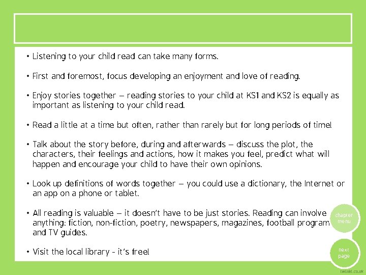  • Listening to your child read can take many forms. • First and