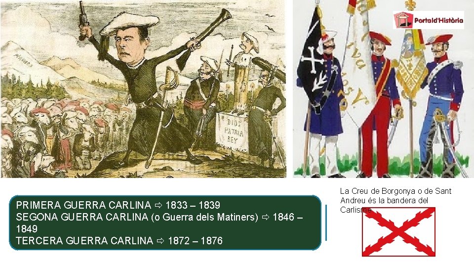 PRIMERA GUERRA CARLINA 1833 – 1839 SEGONA GUERRA CARLINA (o Guerra dels Matiners) 1846