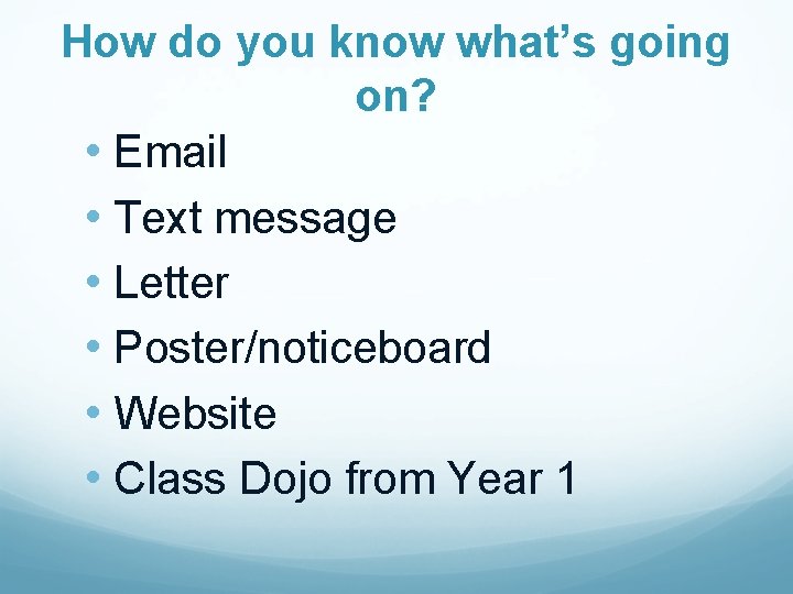 How do you know what’s going on? • Email • Text message • Letter
