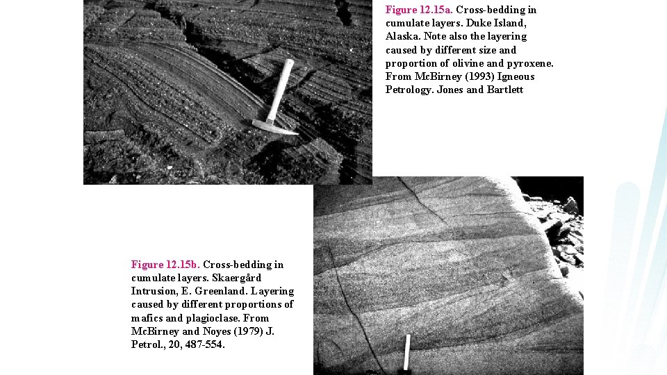 Figure 12. 15 a. Cross-bedding in cumulate layers. Duke Island, Alaska. Note also the