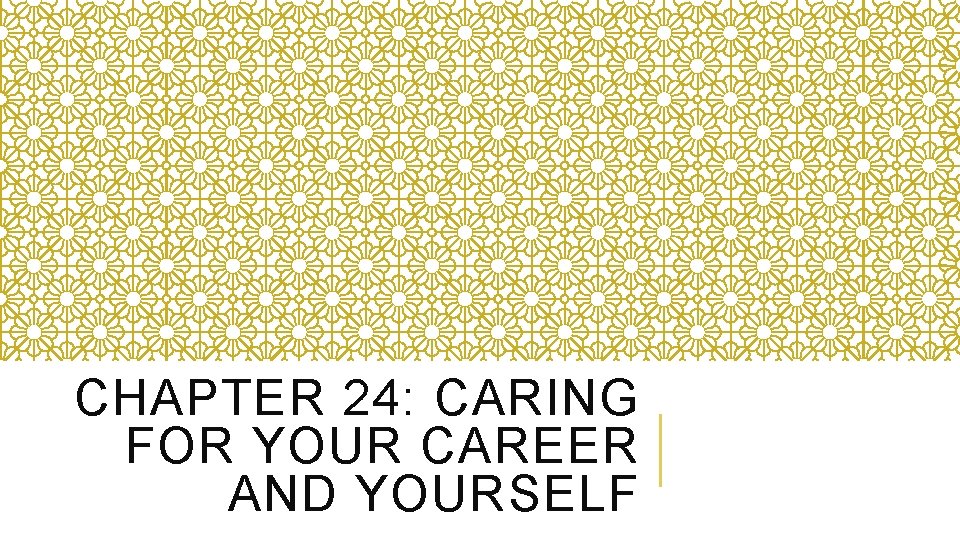 CHAPTER 24: CARING FOR YOUR CAREER AND YOURSELF 