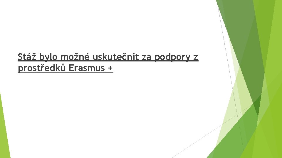 Stáž bylo možné uskutečnit za podpory z prostředků Erasmus + 