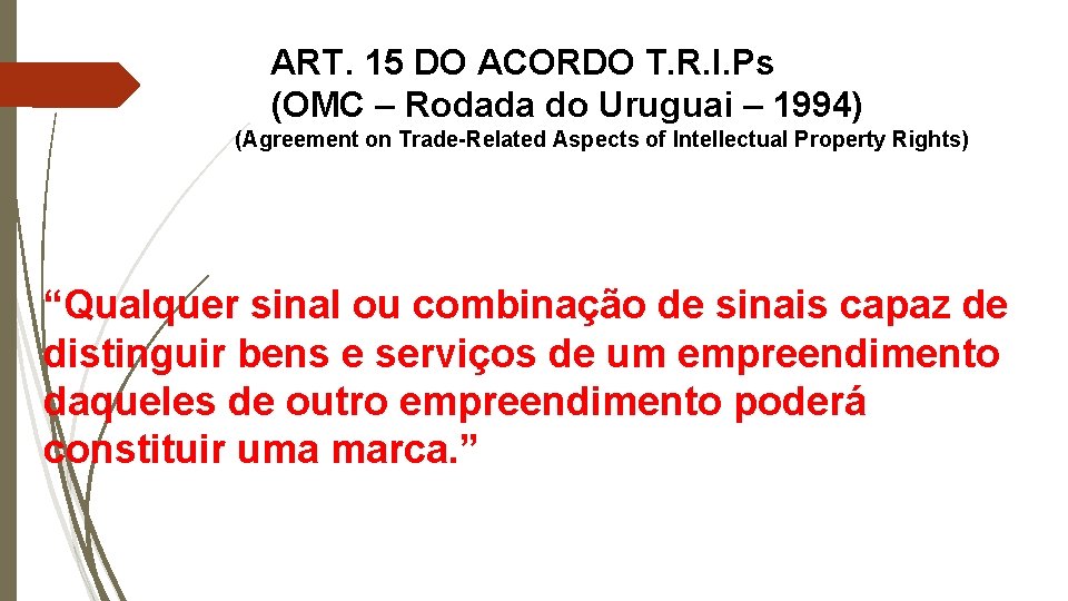 ART. 15 DO ACORDO T. R. I. Ps (OMC – Rodada do Uruguai –