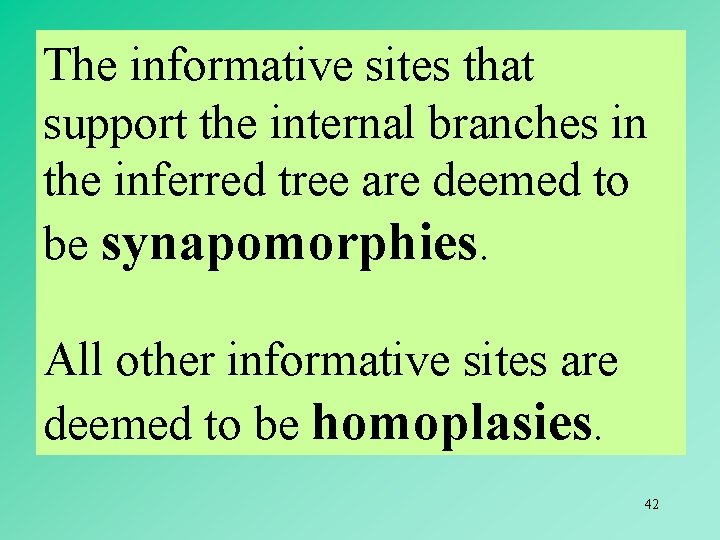The informative sites that support the internal branches in the inferred tree are deemed