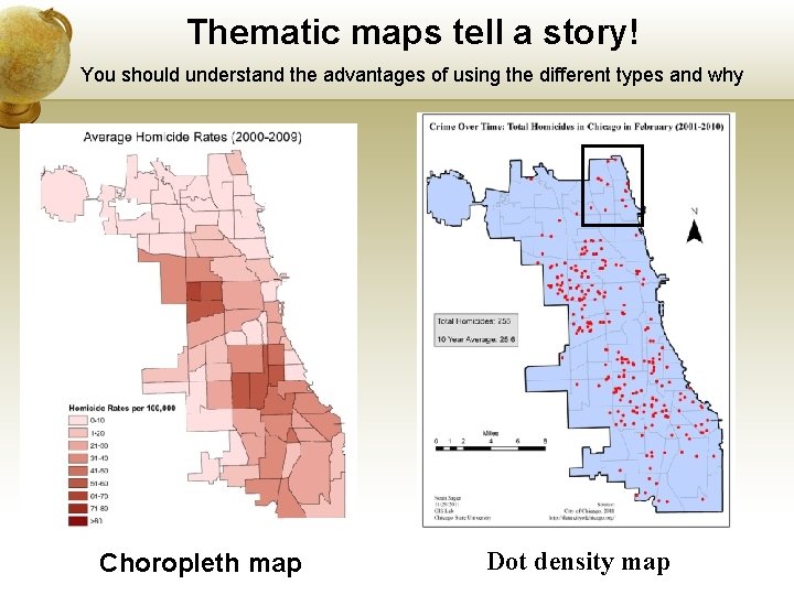 Thematic maps tell a story! You should understand the advantages of using the different