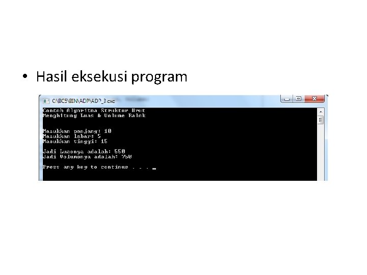  • Hasil eksekusi program 