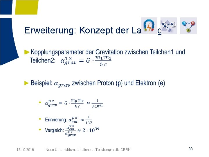 Erweiterung: Konzept der Ladung ► 12. 10. 2016 Neue Unterrichtsmaterialien zur Teilchenphysik, CERN 33