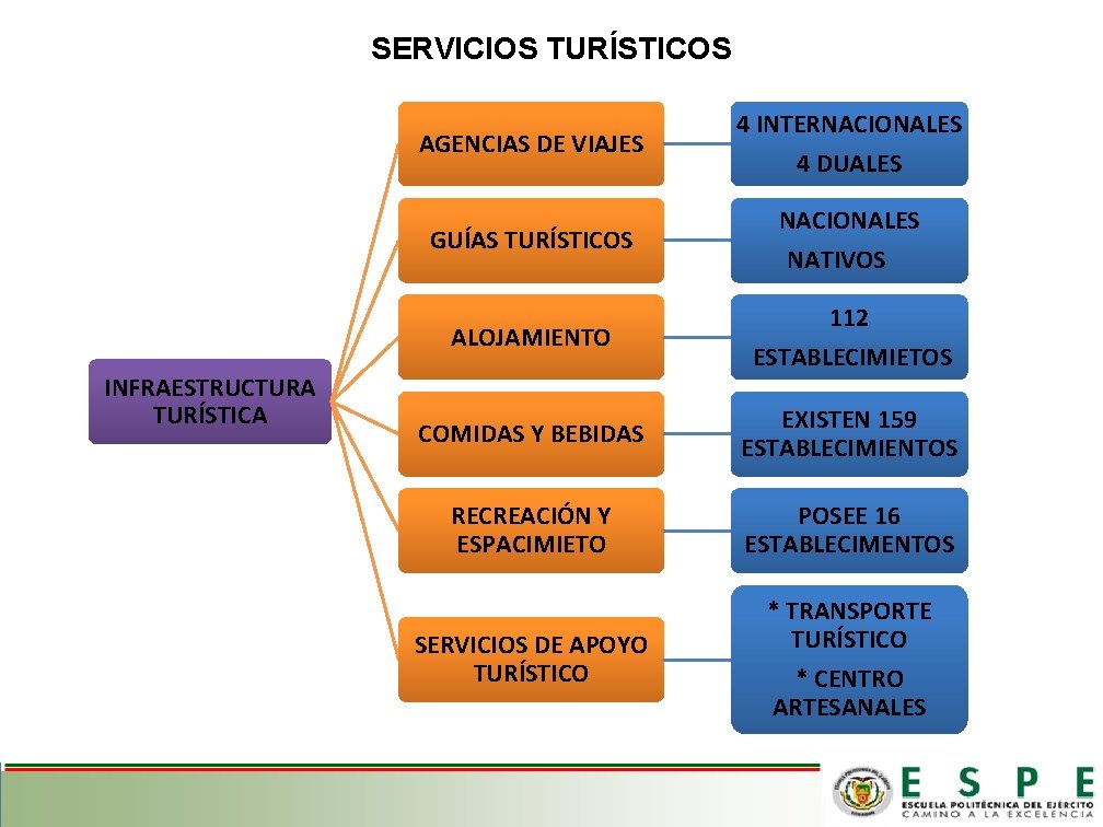 SERVICIOS TURÍSTICOS INFRAESTRUCTURA TURÍSTICA AGENCIAS DE VIAJES 4 INTERNACIONALES 4 DUALES GUÍAS TURÍSTICOS NACIONALES