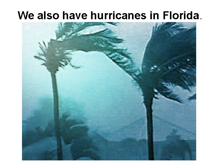 We also have hurricanes in Florida. 