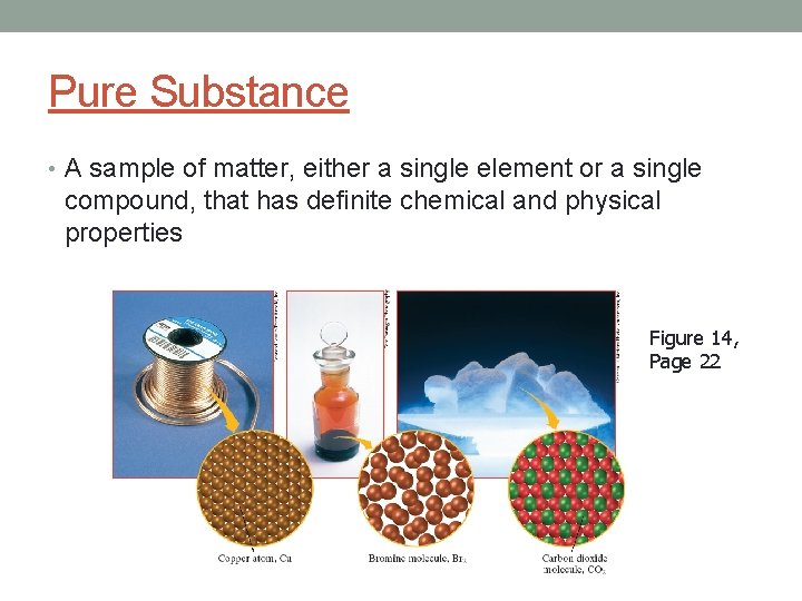 Pure Substance • A sample of matter, either a single element or a single