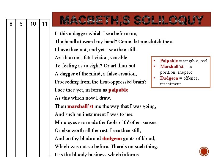8 9 10 11 MACBETH’S SOLILOQUY Is this a dagger which I see before 8 9 10 11 MACBETH’S SOLILOQUY Is this a dagger which I see before