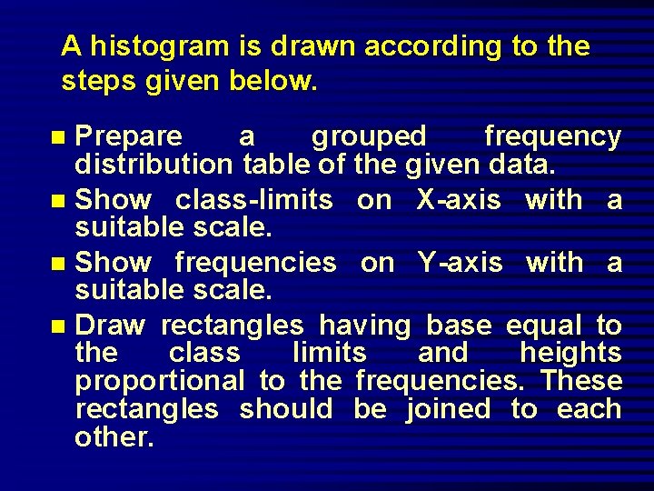 A histogram is drawn according to the steps given below. Prepare a grouped frequency