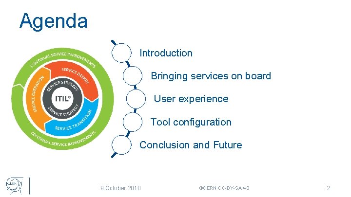 Agenda Introduction Bringing services on board User experience Tool configuration Conclusion and Future 9