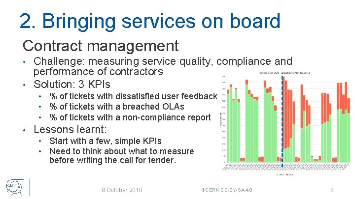 2. Bringing services on board Contract management Challenge: measuring service quality, compliance and performance