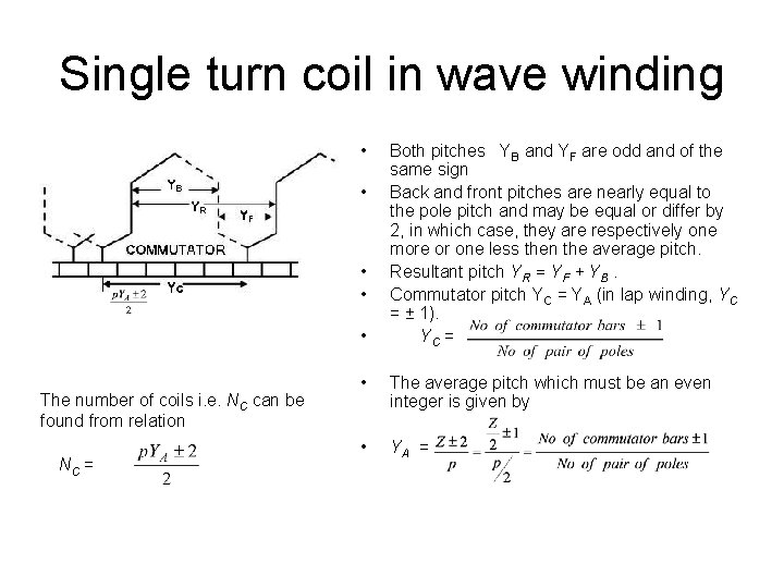 Single turn coil in wave winding • • • The number of coils i.