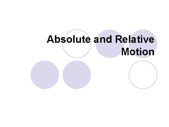 Absolute and Relative Motion 