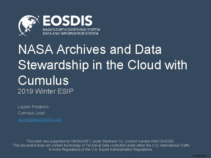 File Organization Program Nasa NASA Archives and Data Stewardship in the Cloud